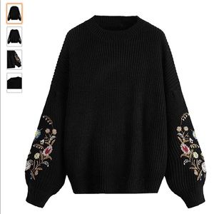 SheIn Drop Shoulder Lantern Pullover Sweater XS Black $43